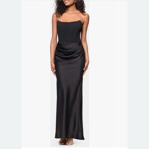 Betsy & Adam Black Strapless Maxi Dress